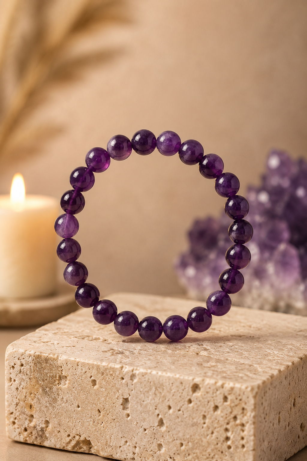 Pulseira Ametista (Esferas 8mm)