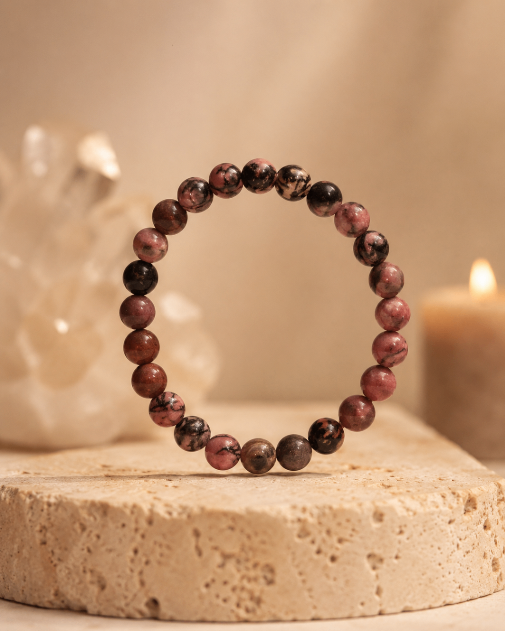 Pulseira Rodonita (Esferas 8mm)