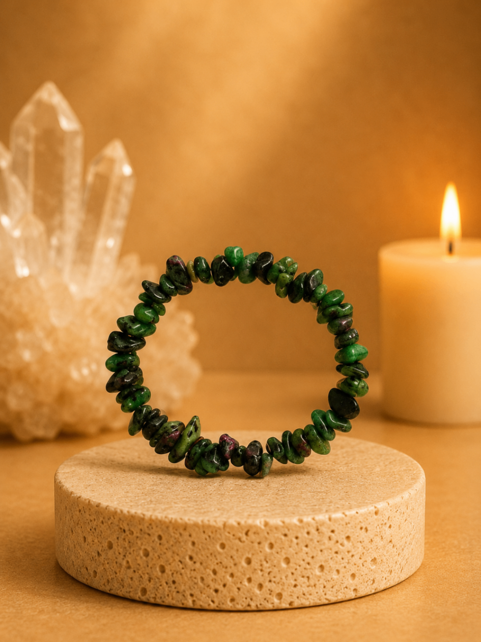 Pulseira Zoisita com Rubi (Cascalho)