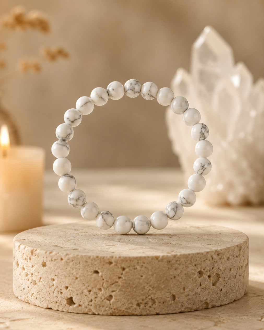 Pulseira Howlita (Esferas 8mm)