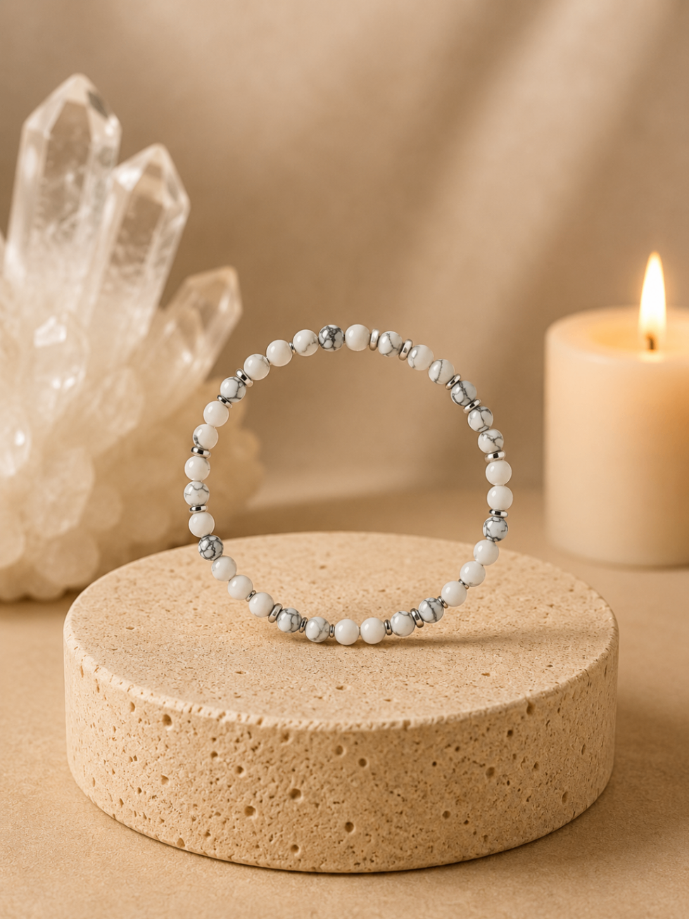 Pulseira Howlita (Esferas 4mm)