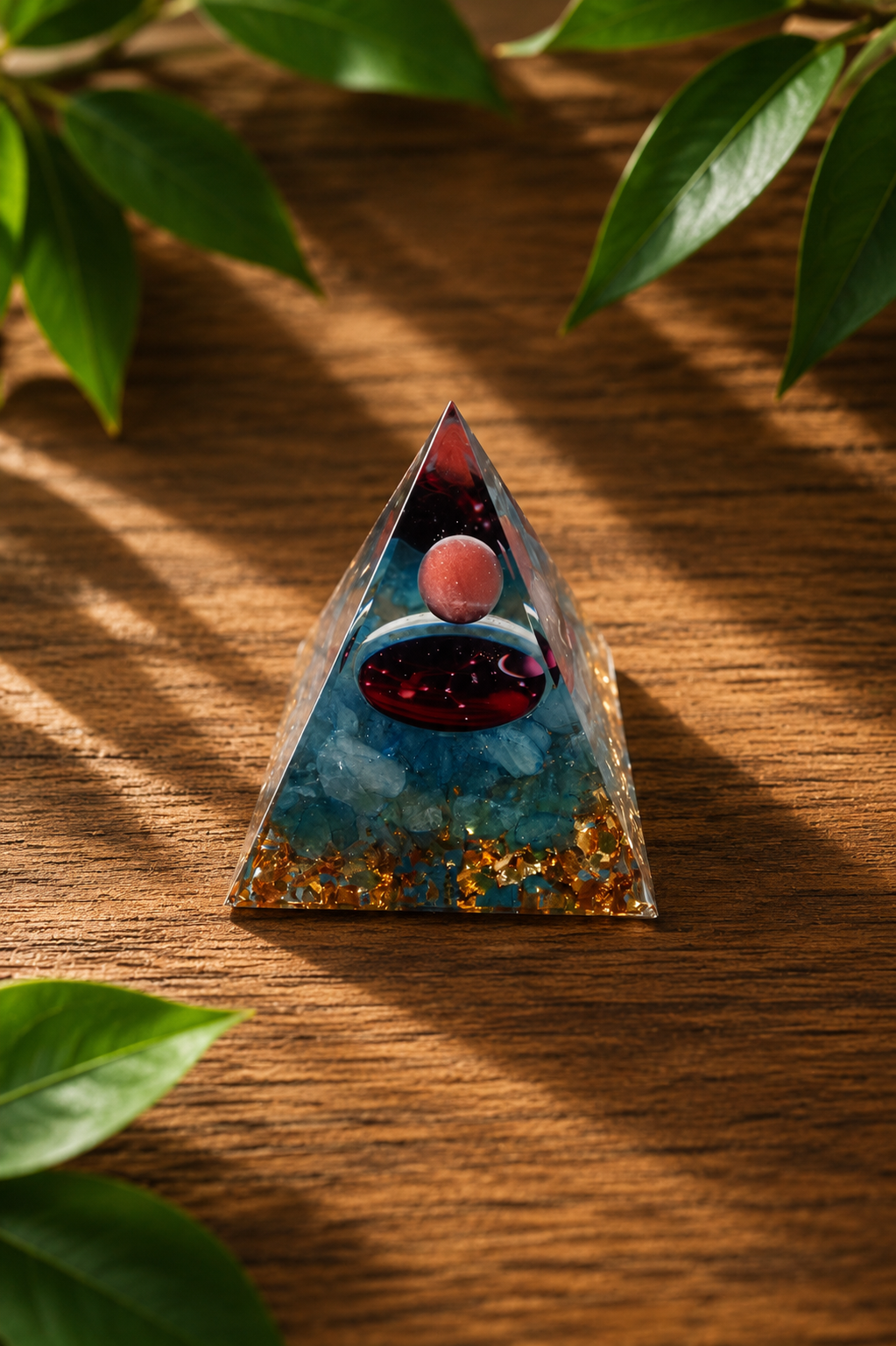 Pirâmide Orgonite Azul Cósmica