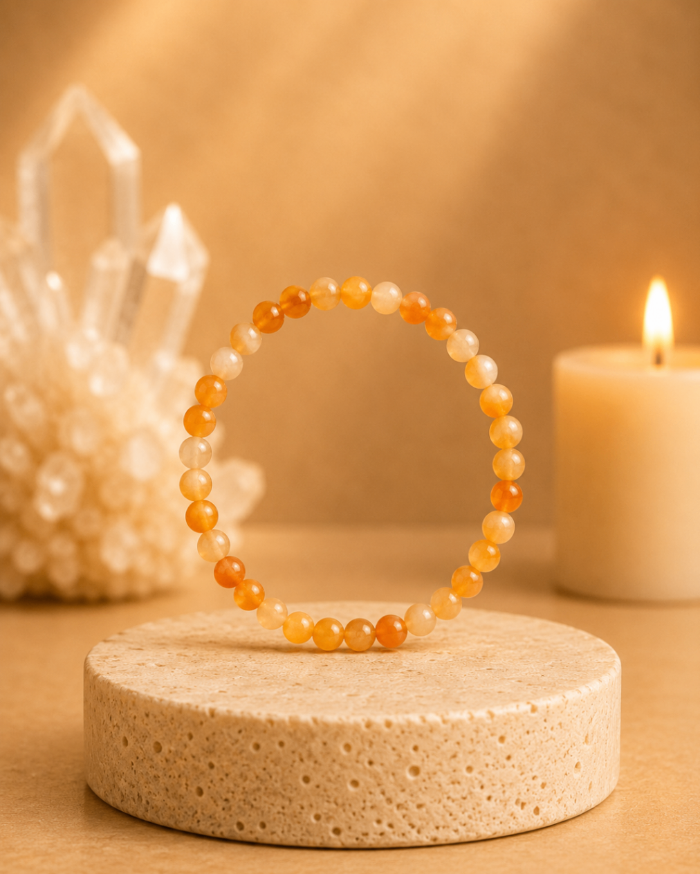 Pulseira Calcita Laranja (Esferas 6mm)