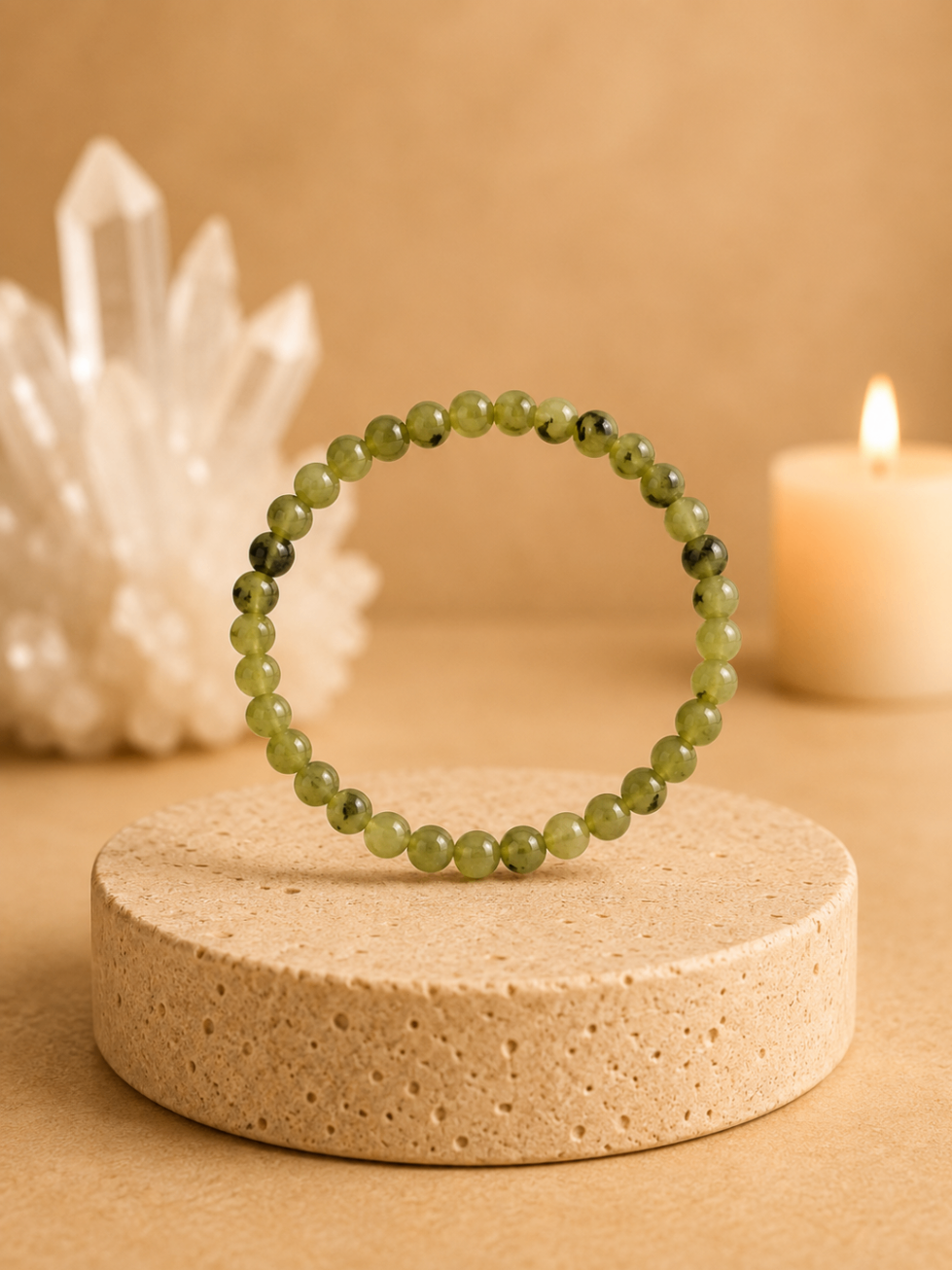 Pulseira Jade Prehnite (Esferas 6mm)