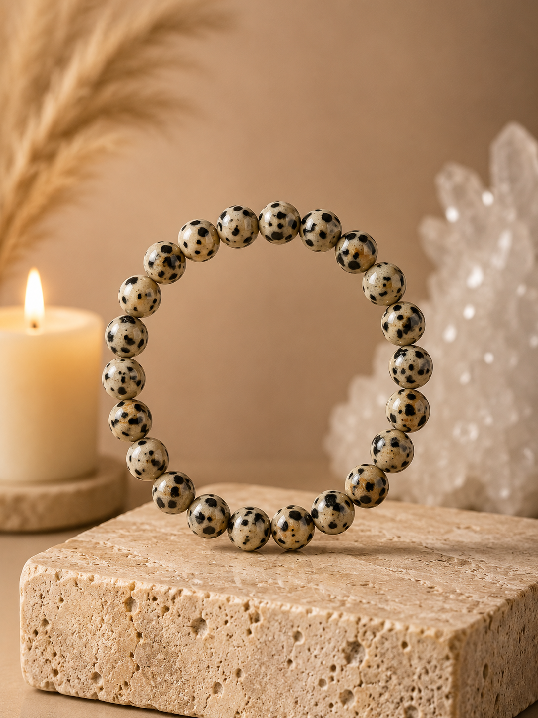 Pulseira Jaspe Dálmata (Esferas 8mm)