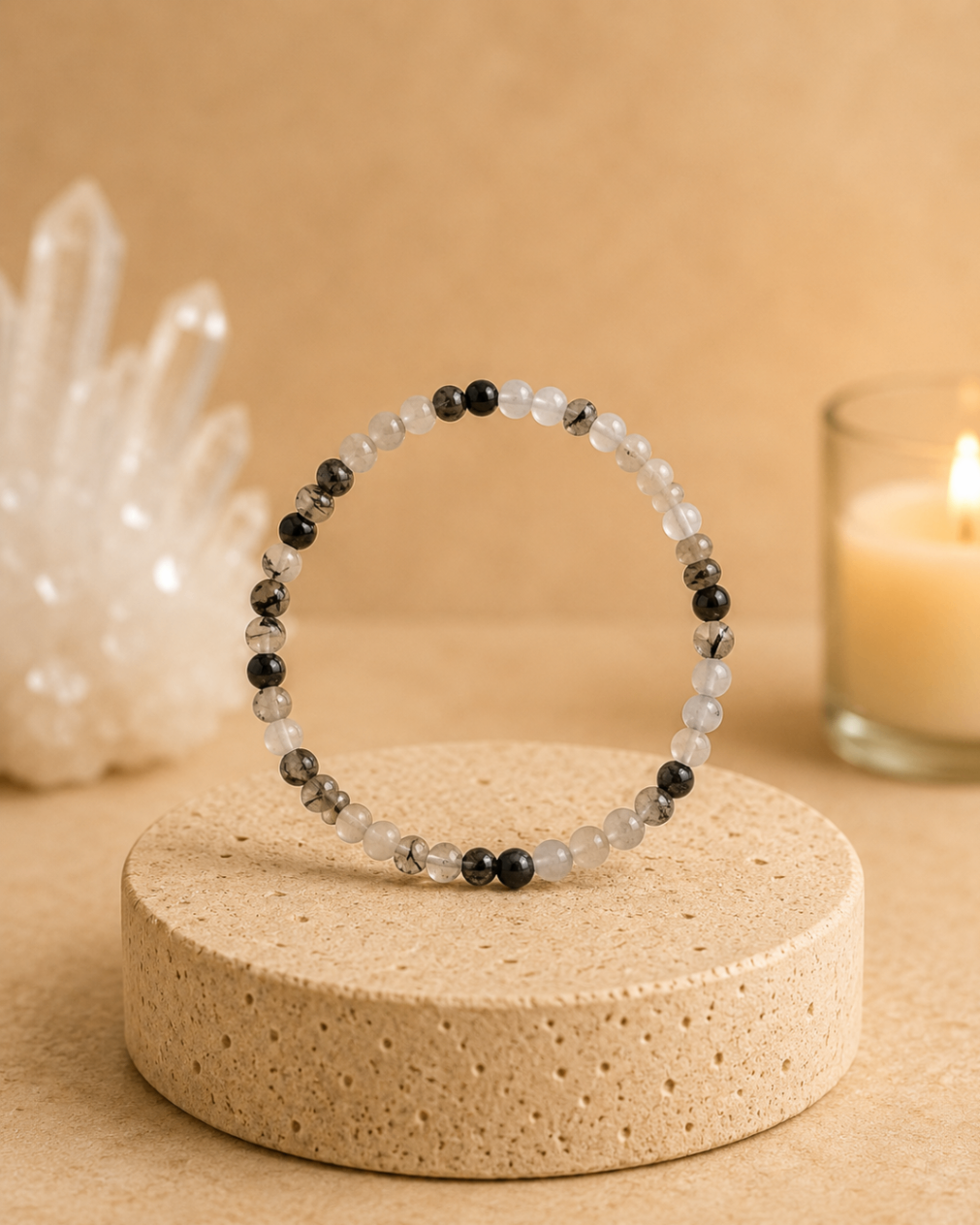 Pulseira Quartzo Turmalinado (Esferas 6mm)