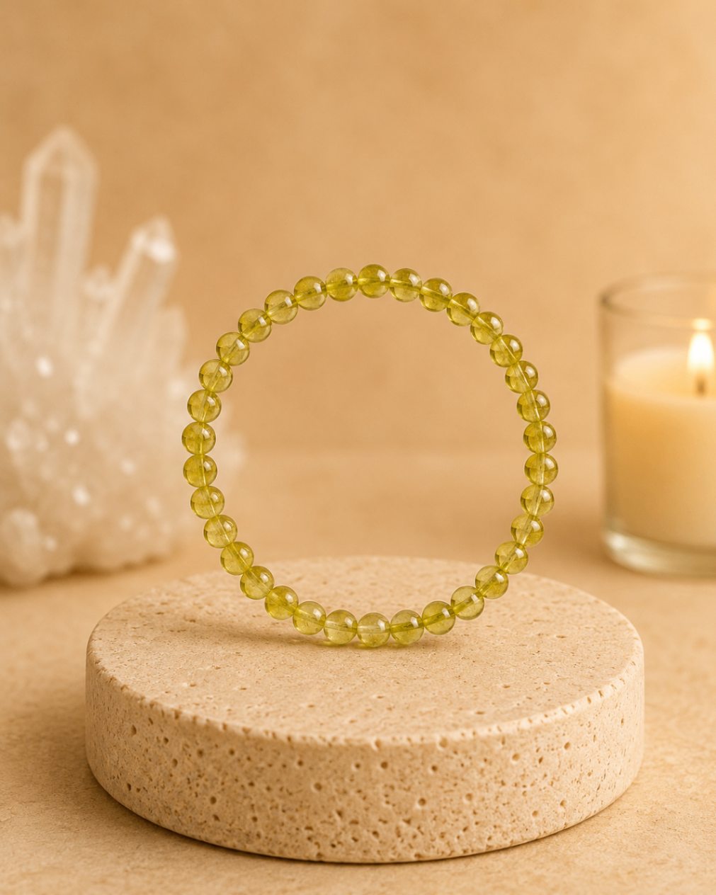 Pulseira Peridoto (Esferas 6mm)