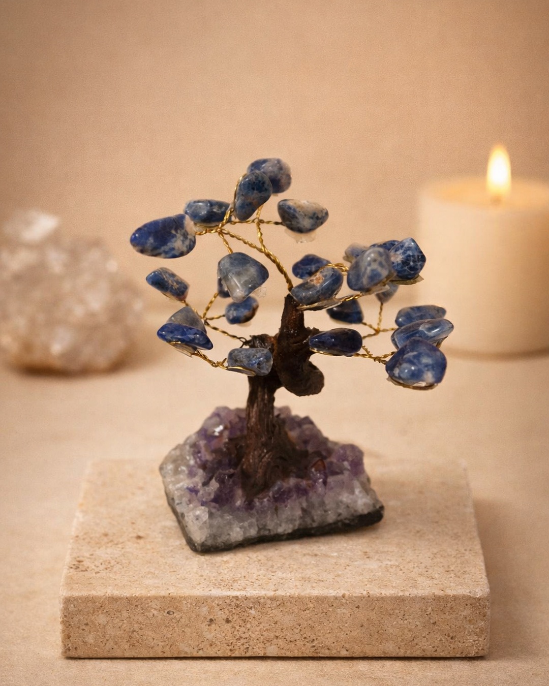 Árvore de Sodalite com Base de Drusa de Ametista (M)