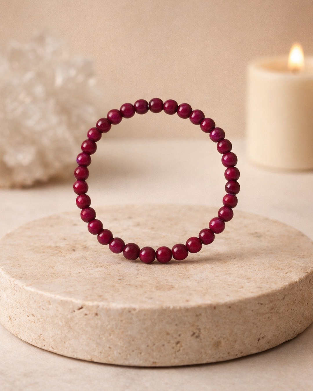 Pulseira de Olho de Tigre Fúcsia 6mm