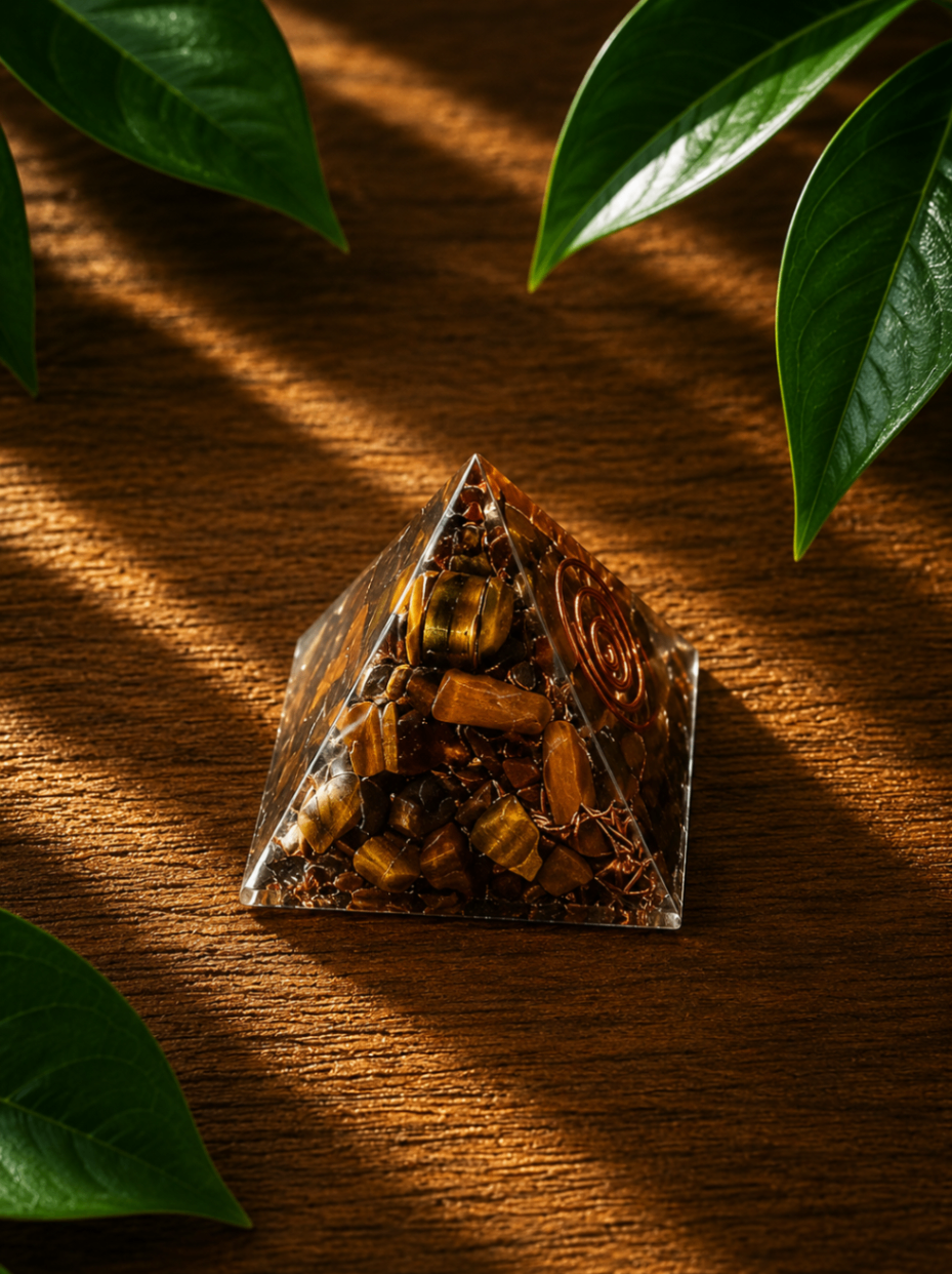 Pirâmide Orgonite Olho de Tigre