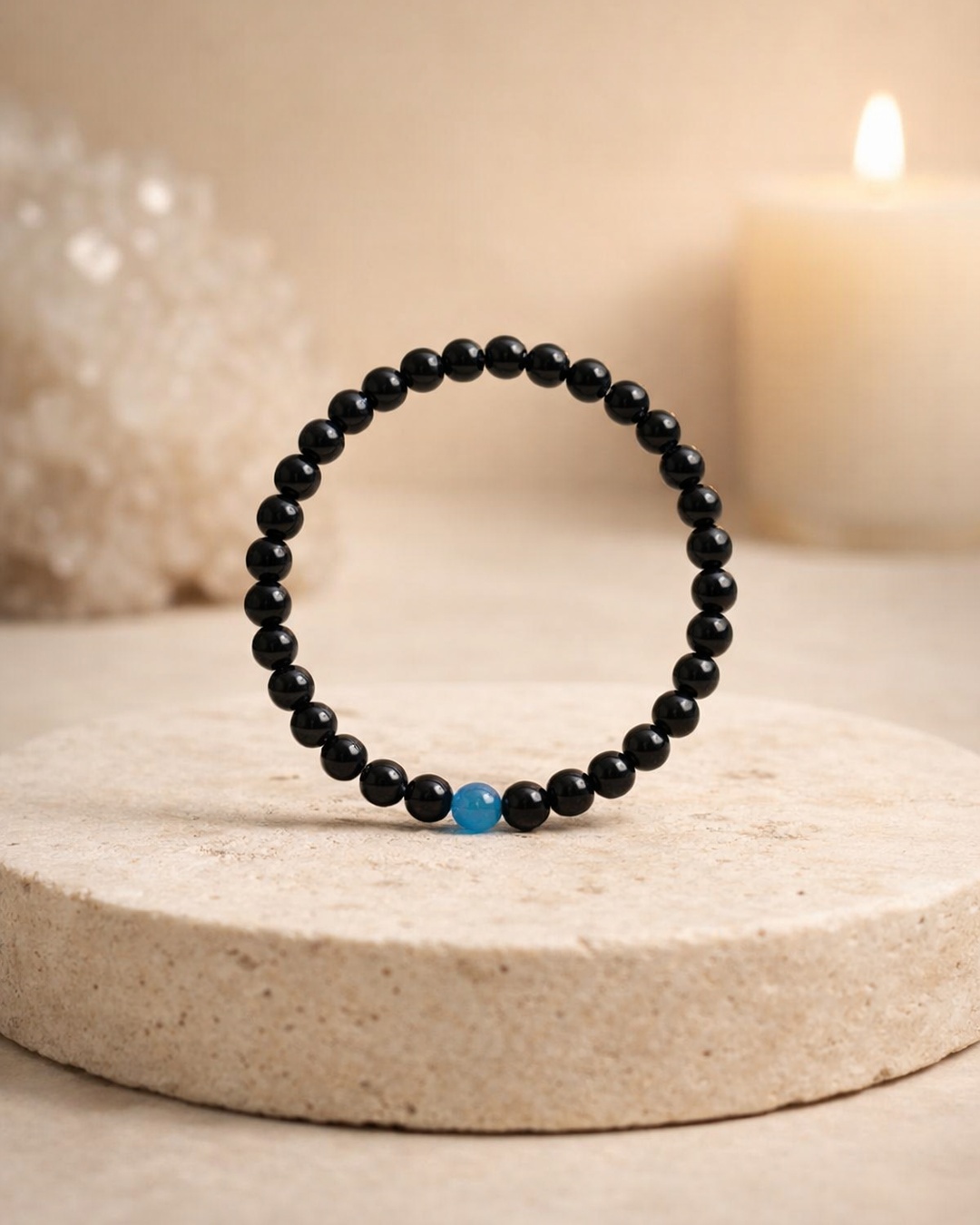 Pulseira de Ónix e Água-marinha 6mm