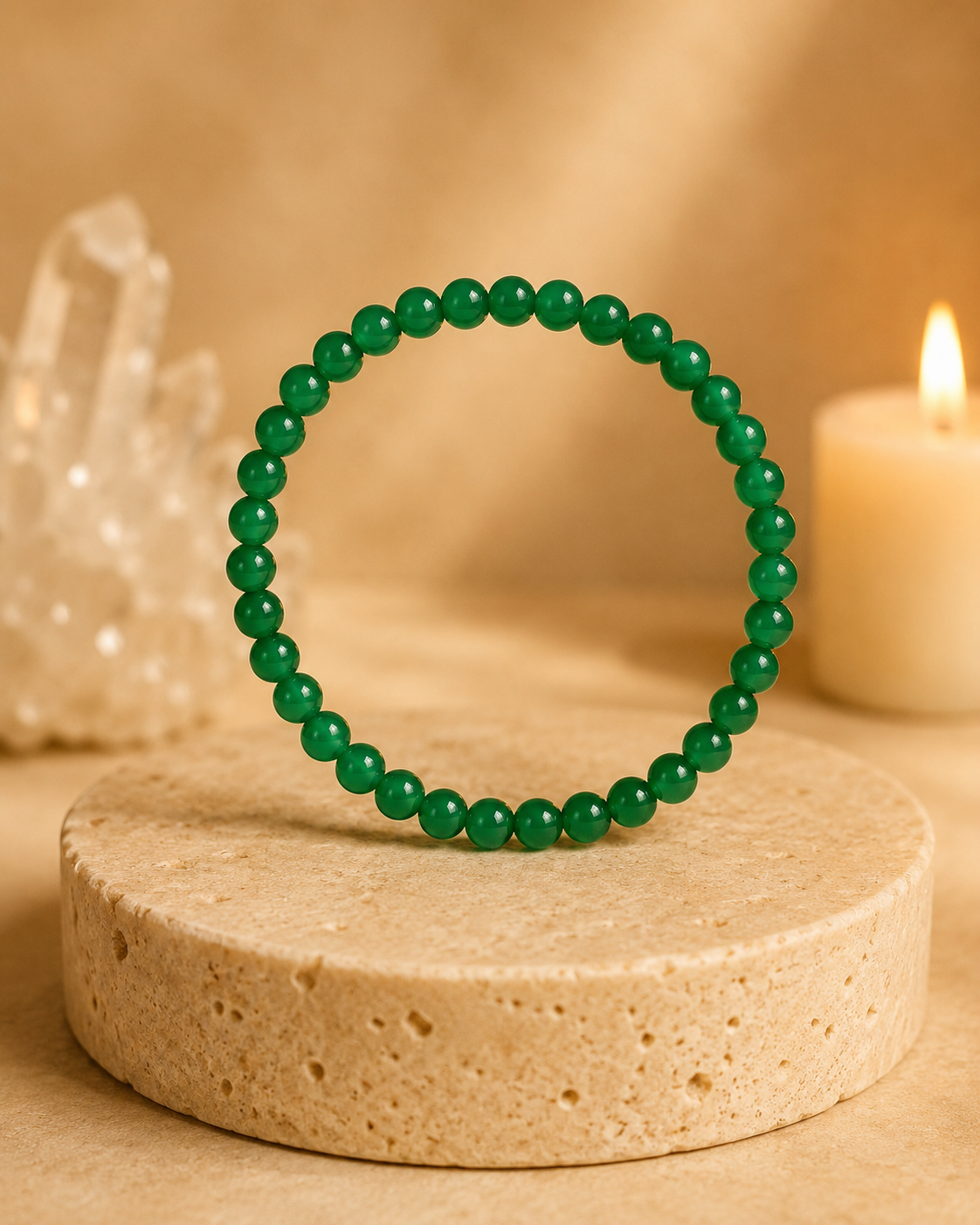 Pulseira Ágata Verde (Esferas 6mm)