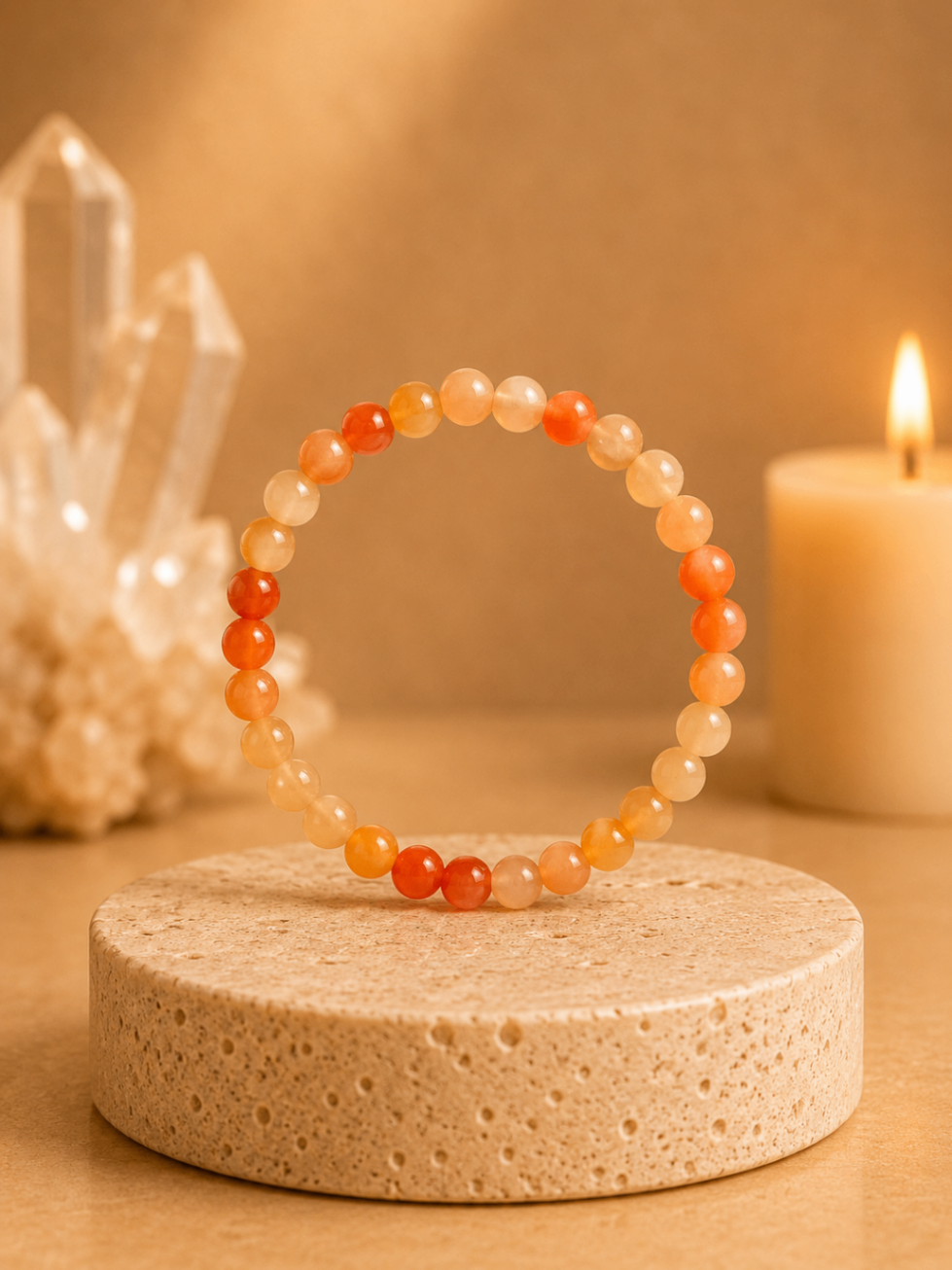 Pulseira Calcita Laranja (Esferas 8mm)