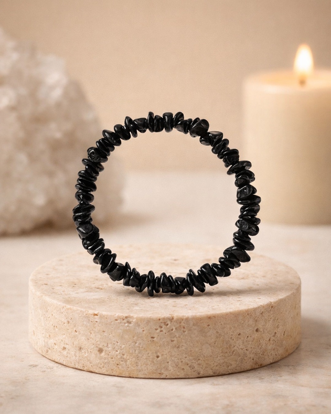 Pulseira de Obsidiana Negra Cascalho