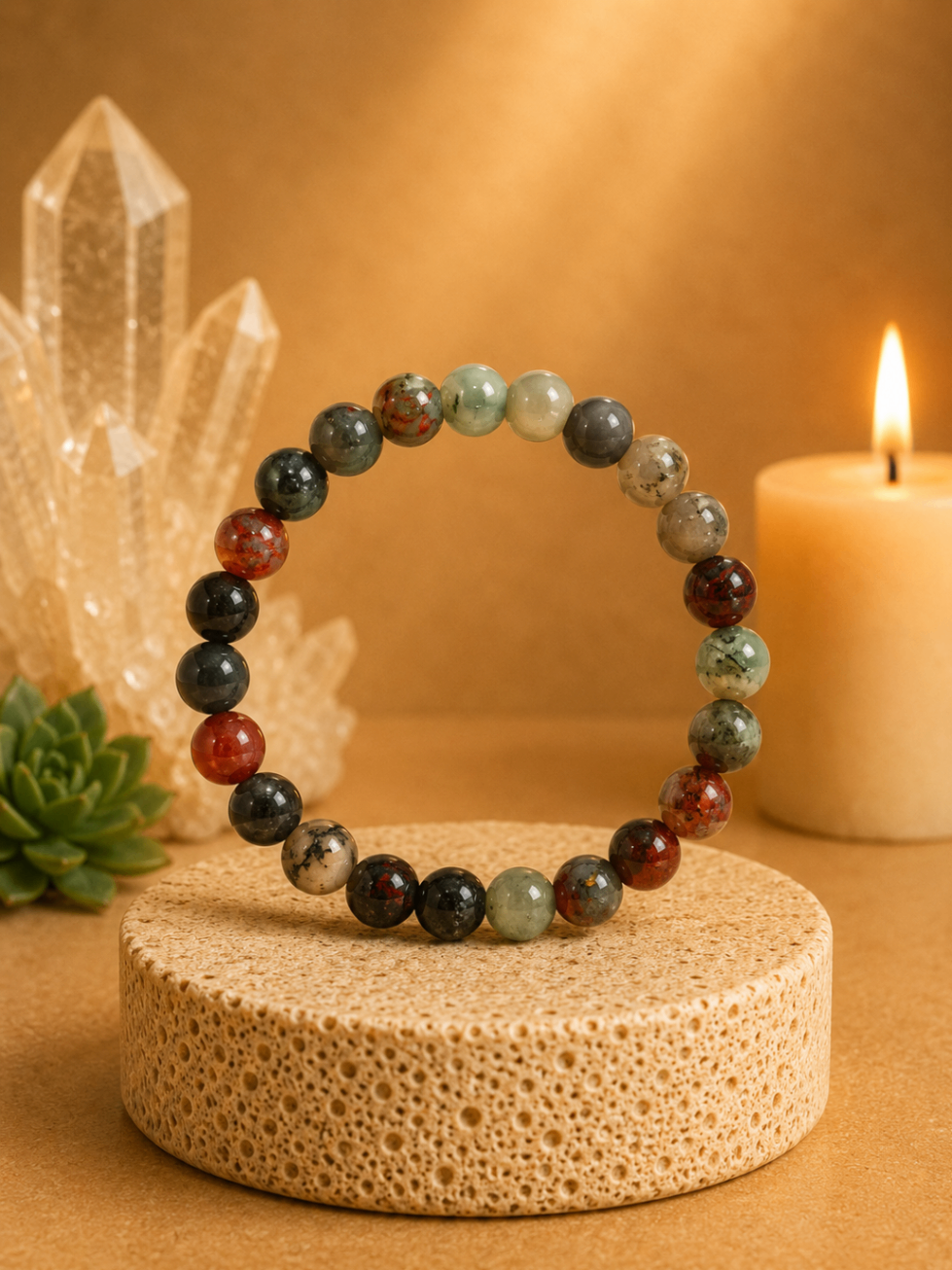 Pulseira Ágata Musgo (Esferas 8mm)