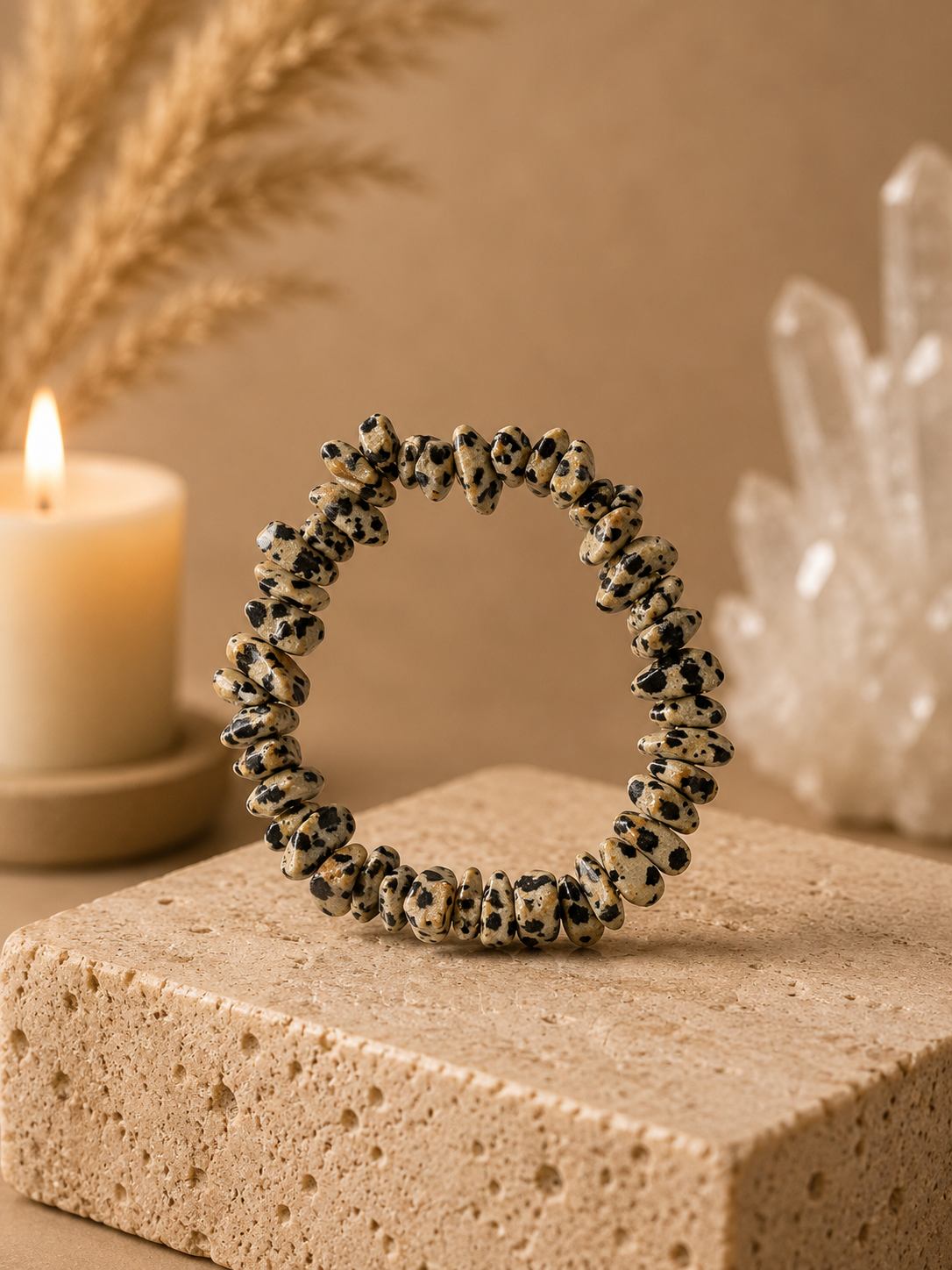 Pulseira Jaspe Dálmata (Cascalho)