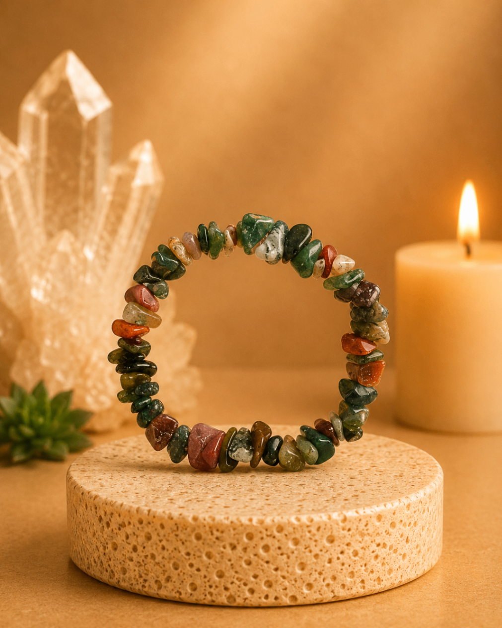 Pulseira Ágata Musgo (Cascalho)