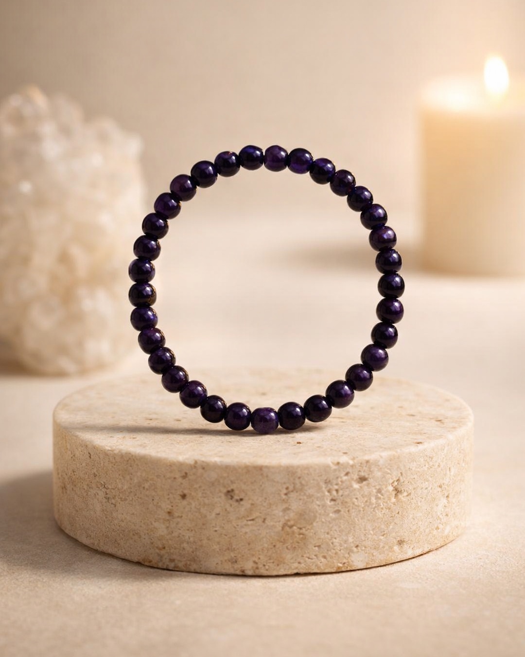 Pulseira de Olho de Tigre Roxo 6mm