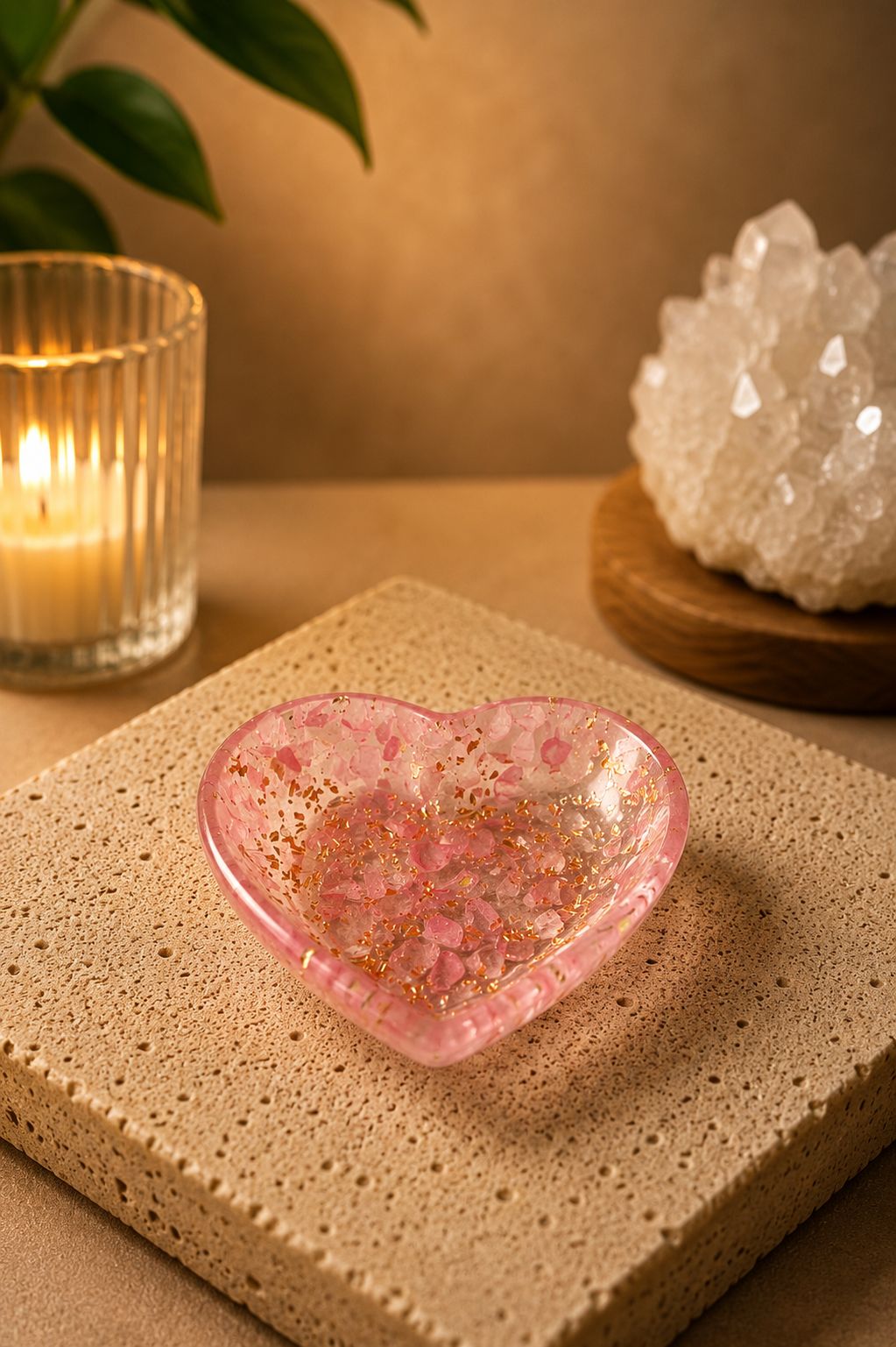 Porta-Joias Coração com Quartzo Rosa